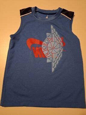 Air Jordan Nike Remix Blue Sleeveless Athletic Tank with Red Logo